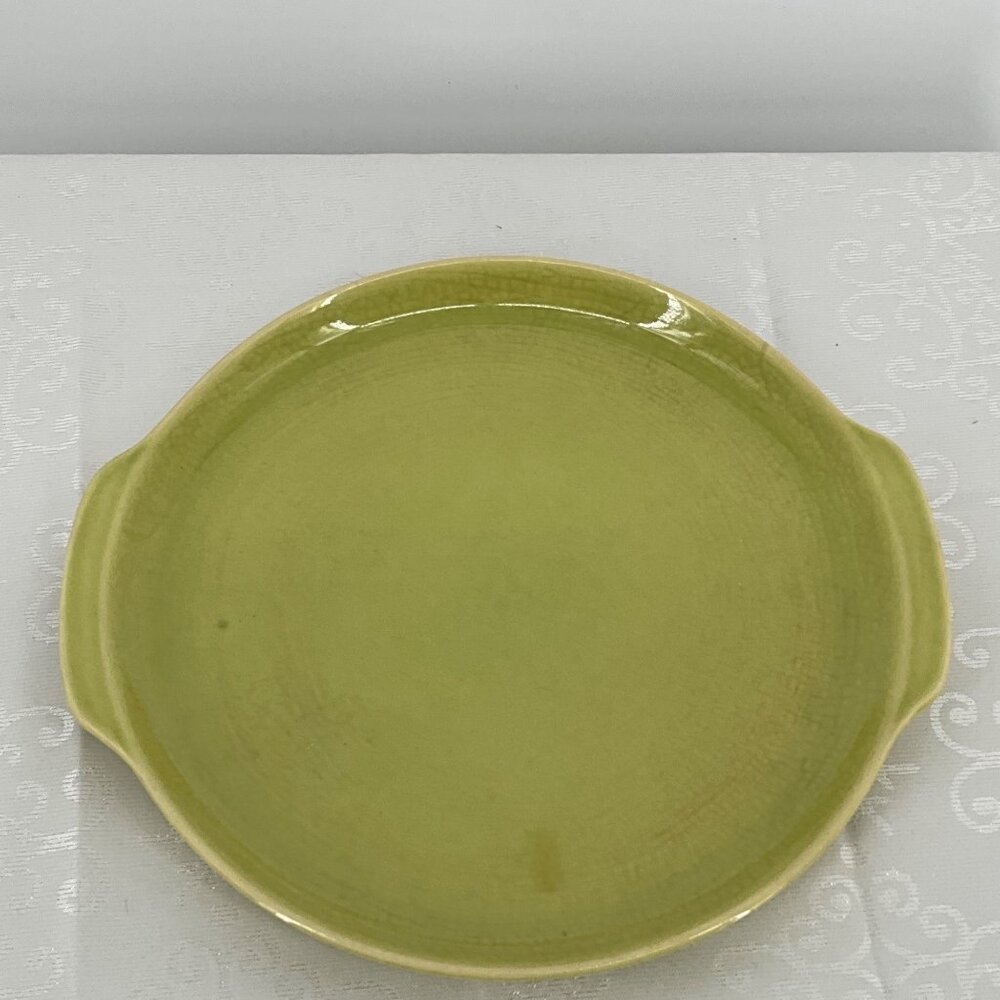 Ballerina Pottery Chartreuse Round Oven-Proof Serving Platter Made‎ in USA